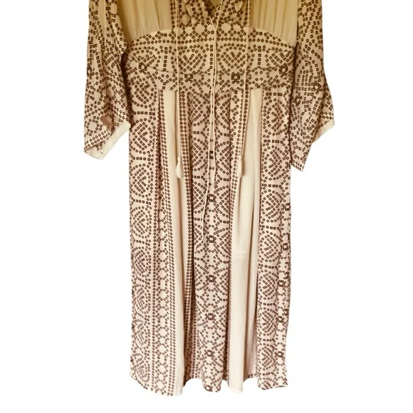 NWT Free People Kimono Maxi Dress in Pearl and Brown - Picture 6 of 16